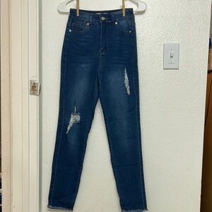 Women's Distressed Blue Jeans